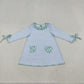 Baby Girl Long Sleeves Flower Pocket Blue Stripes Knee Length Dress RTS