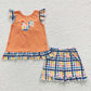 BSSO0270 Baby Boy Summer Short Sleves Embroidery Chicken Top Plaid Pocket Shorts Outfit