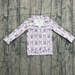 Baby Girls Kids Long Sleeves Bows Floral Yoga Active Zipper Purple Pullover Shirt RTS