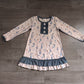 Baby Girls Kids Long Sleeves Christmas Soldier Blue Ruffle Dress RTS