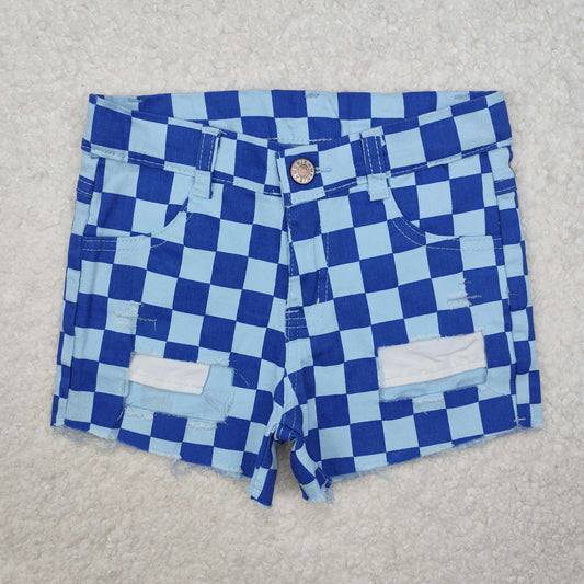 Baby Boy Blue Checked Denim Shorts