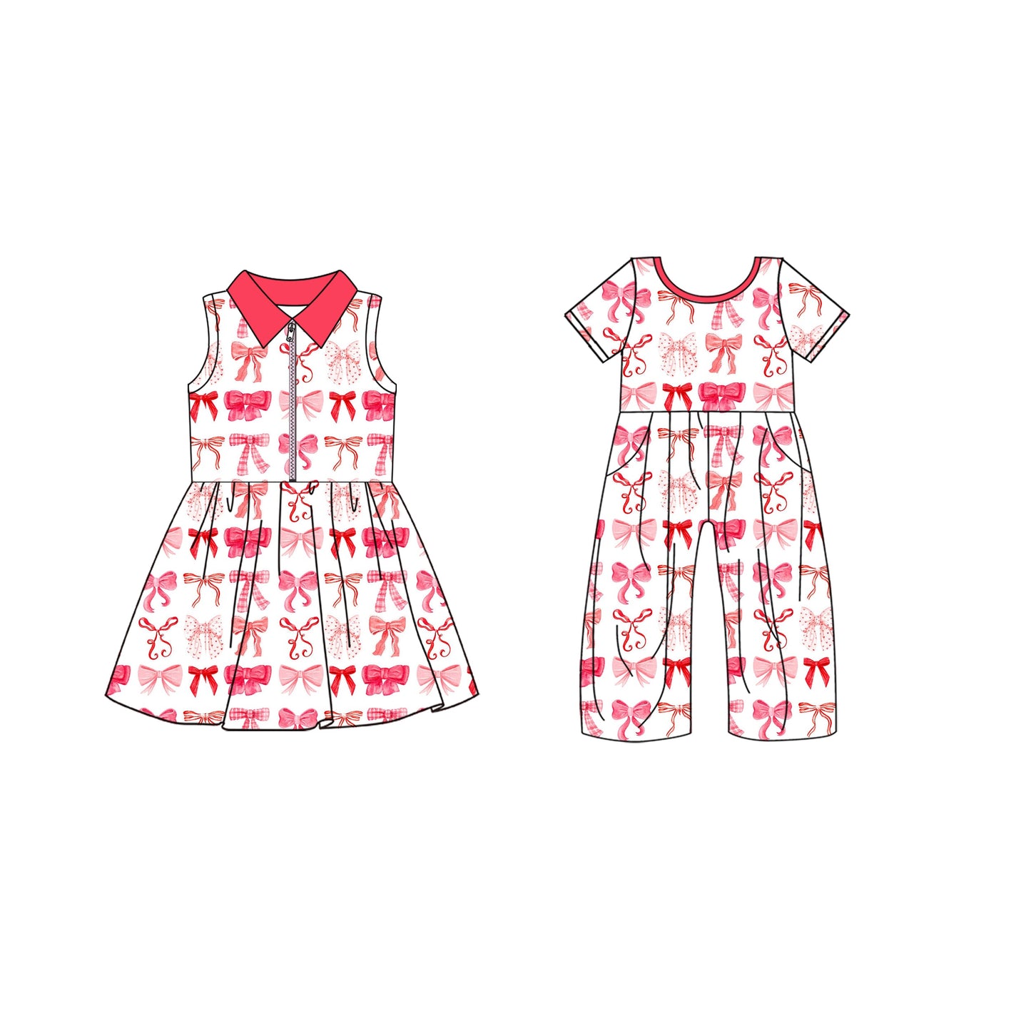 ( Moq 5 Each Style ) Baby Girl Summer Bows Sibling Dress Pockets Jumpsuit 4.19