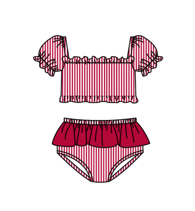 ( Moq 5 Each Style ) Baby Boys Girls Kids Team Sibling Red Jumpsuits Sets Swimsuits