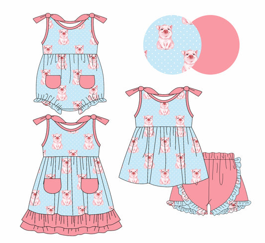 Baby Girl Pigs Sibling Dress Romper Set ( Moq 5 Each Style ) 1.6