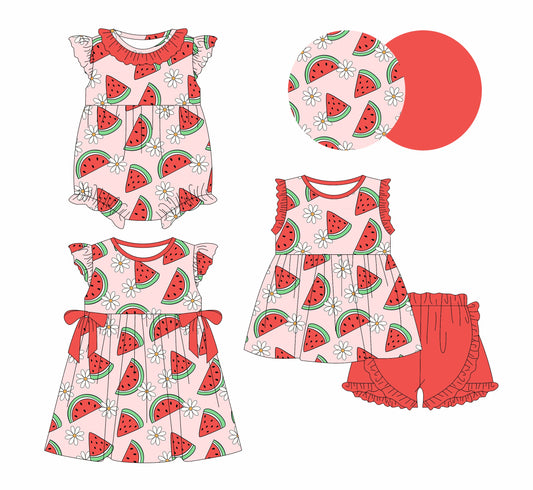 Baby Girl Flower Watermelon Sibling Dress Romper Set ( Moq 5 Each Style ) 1.4