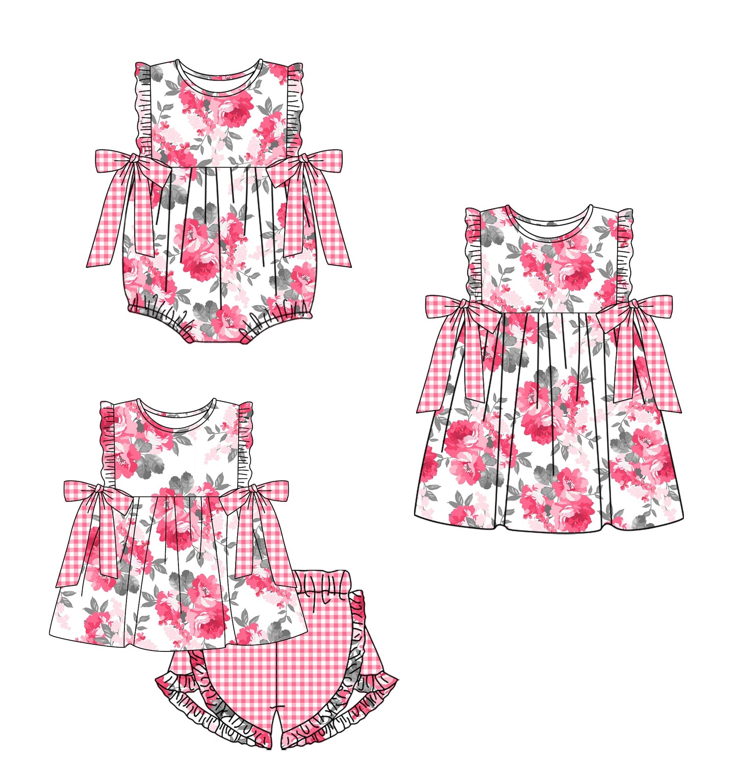 Baby Girl Flower Sibling Romper Dress Set ( Moq 5 Each Design ) 12.12