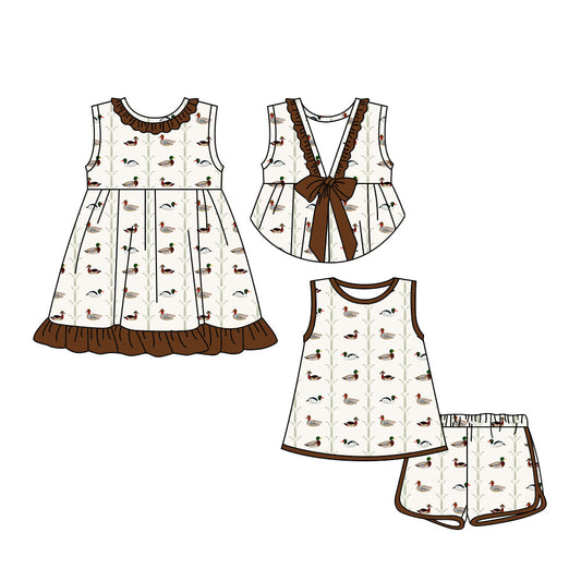 Baby Girl Ducks Sleeveless Sibling Summer Ruffle Dress Set ( Moq 5 Each Style ) 3.18