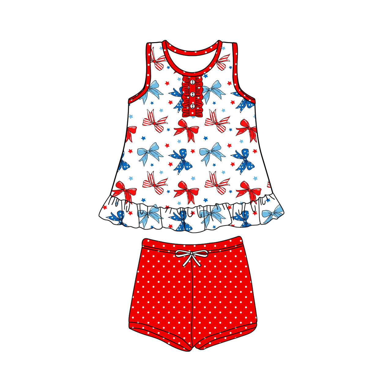 Baby Girl Sleeveless Bows Shorts Sibling Set ( Moq 5 Each Style ) 1.9