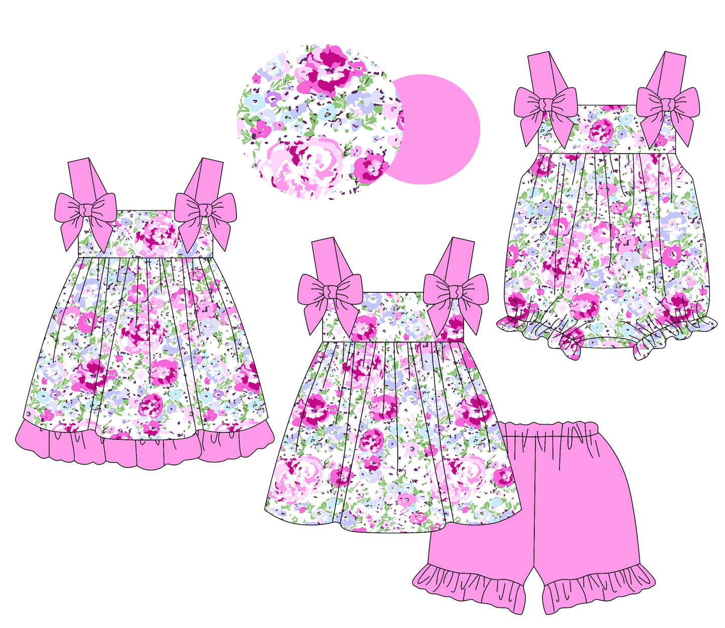 Baby Girl Bows Flower Sibling Romper Dress Set ( Moq 5 Each Style ) 2.28