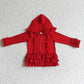 Baby Girl Red Long Sleeves Hoodie Cotton Ruffle Coat Tops