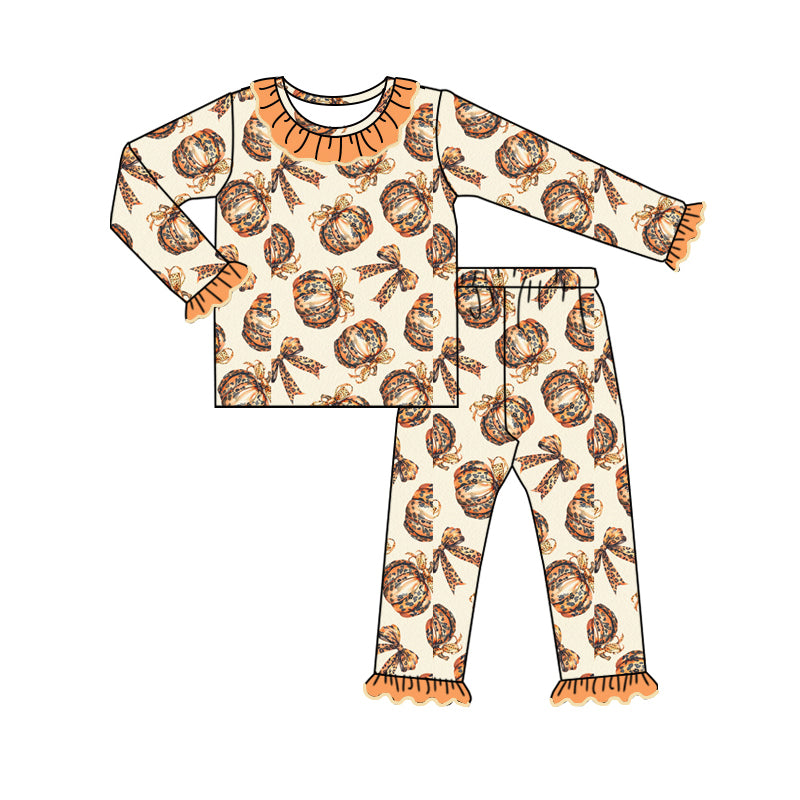 Baby Girl Long Sleeves Pumpkin Shirt Pants Pajamas Set