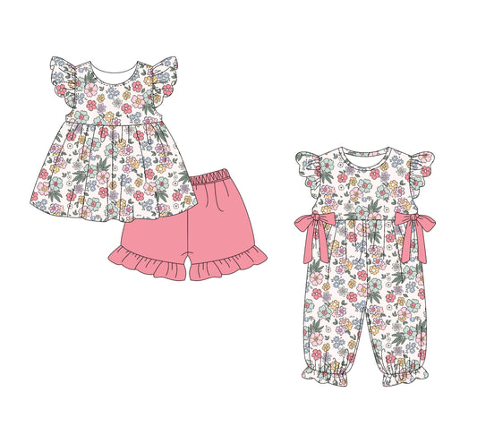 Baby Girl Short Sleeves Flower Sibling Romper Set ( Moq 5 Each Style ) 1.15