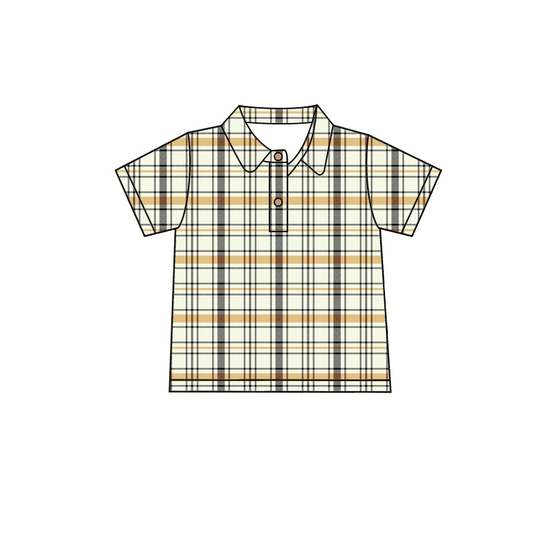 Baby Boy Plaid Short Sleeves Shirt Buttons Tops Moq 5