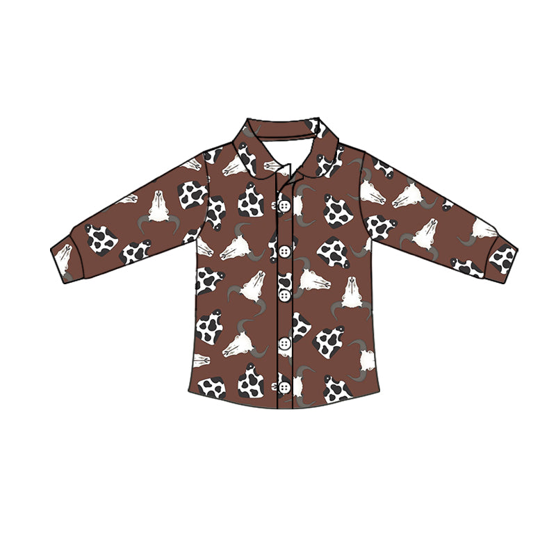 Baby Boy Summer Western Cow Short Sleeves Button Up Shirt