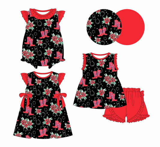 Baby Girl Boots Flower Sibling Romper Dress Set ( Moq 5 Each Style ) 1.17