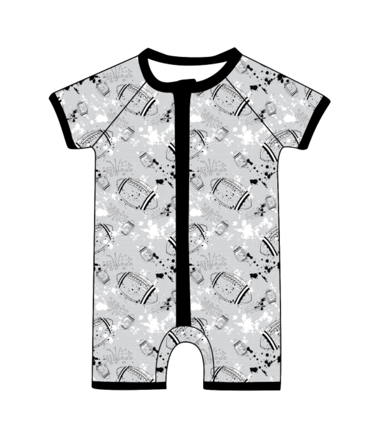 ( Moq 5 Each Style ) Baby Boys Girls Kids Football Sibling Shorts Romper Bows Dresses Set Team Grey Clothes