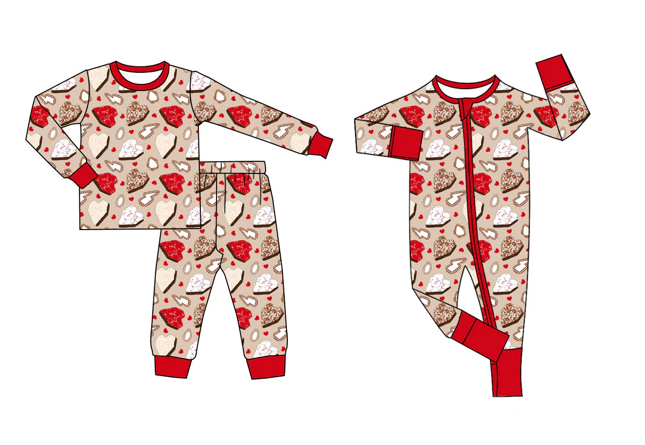 ( Moq 5 Each Style ) Baby Girls Kids Valentine's Hearts Sibling Zipper Romper Pajamas Set