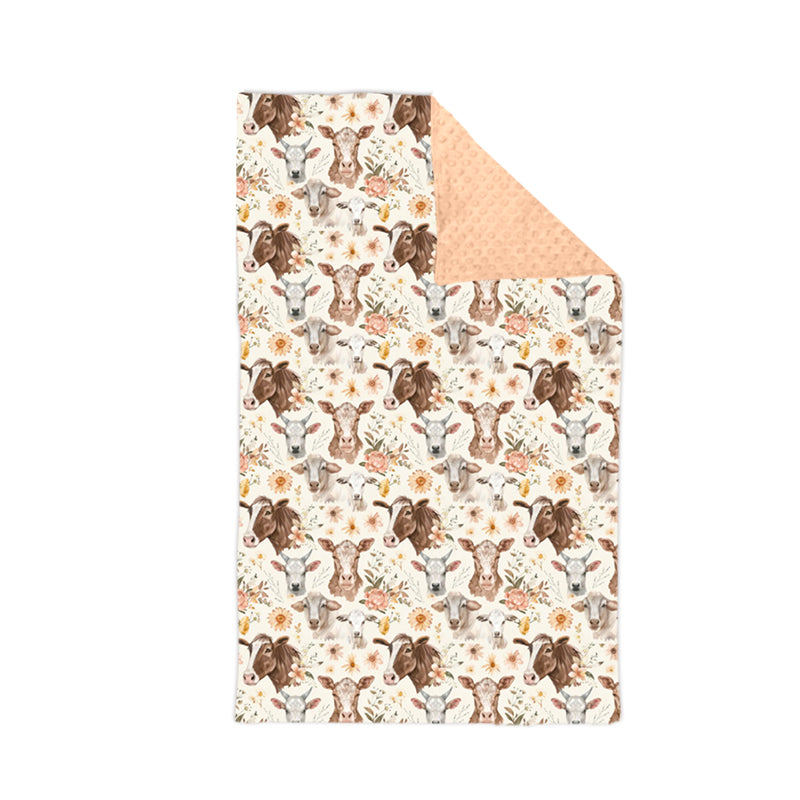 Baby Girl Infant Western Cow Flower Blanket