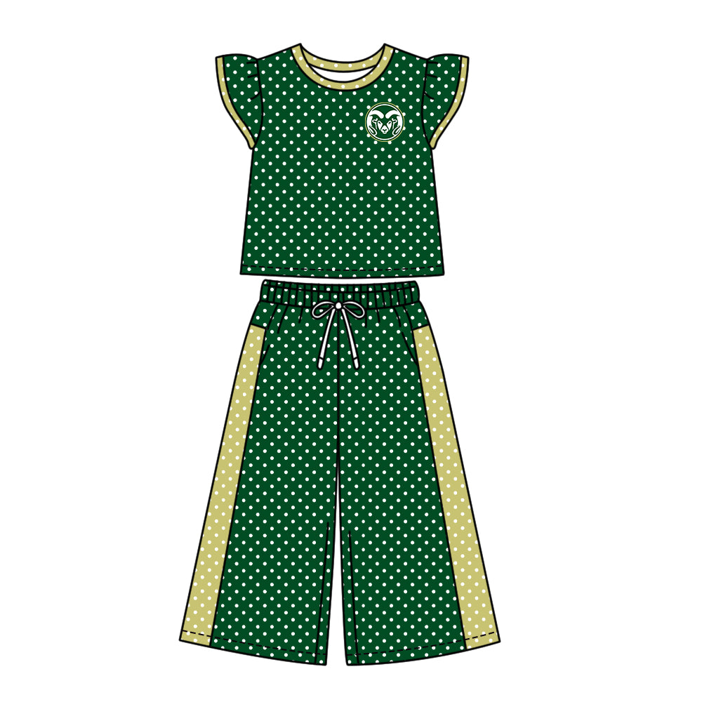 ( Moq 5 ) Baby Girls Kids Short Sleeves Shirt Pants Team Set Clothes
