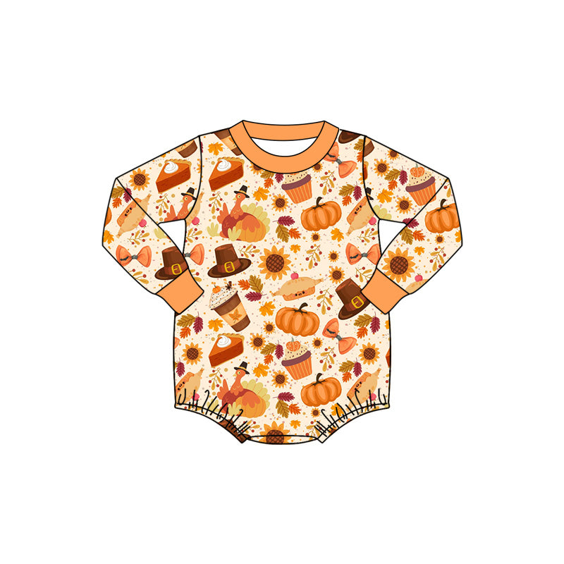 Pre-order Baby Boy Thanksgiving Pumpkin Pie Romper