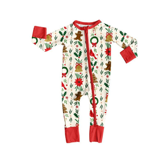 ( Moq 5 ) Preorder Baby Girls Kids Christmas Gingerbread Zipper Sleeper Footie Romper Clothes