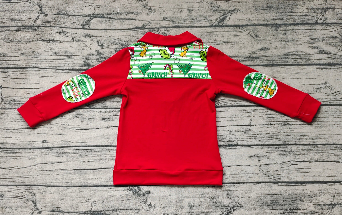 Baby Boy Christmas Face Zipper Red Pullover Shirt