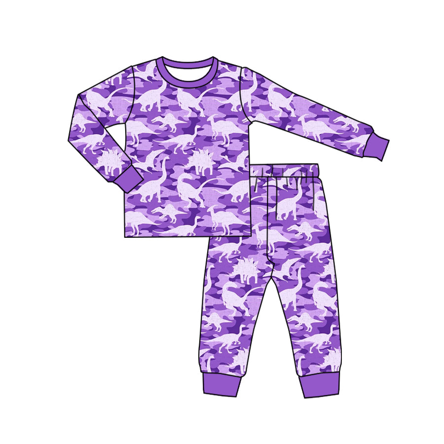 Baby Girl Purple Camo Dinosaurs Shirt Pants Pajamas Set