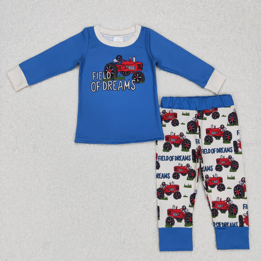 BLP0372 Baby Boy Long Sleeves Farm Tractor Pants Outfit Pajamas