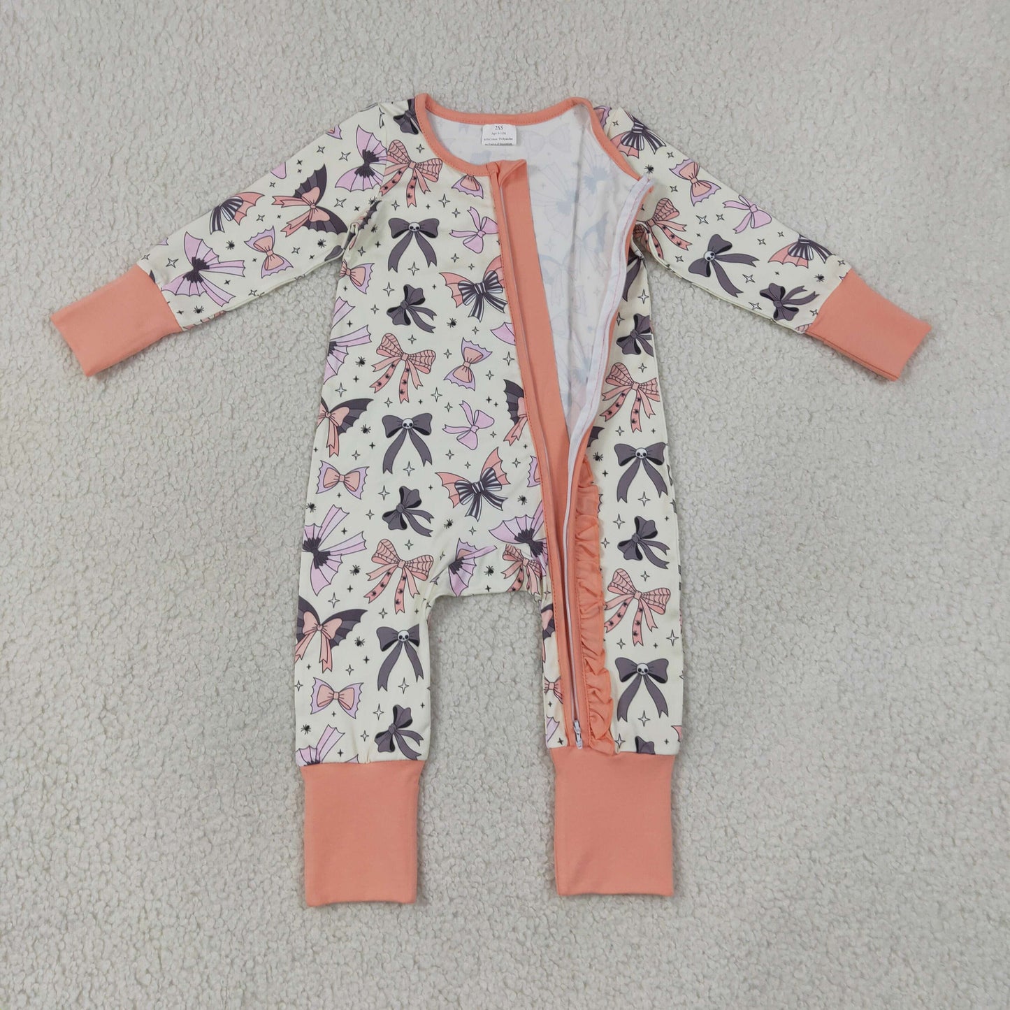Baby Girls Bats Bows Zipper Footie Sleeper Romper Halloween Clothes RTS