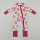 Baby Girls Chips Hearts Valentine Zipper Footie Sleeper Pink Romper RTS