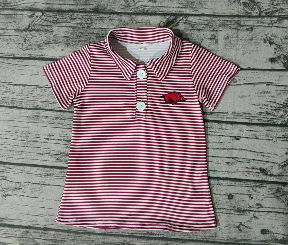 Moq 5 Baby Boy Stripes Short Sleeves Pig Polo Shirt