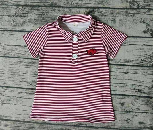 Moq 5 Baby Boy Stripes Short Sleeves Pig Polo Shirt