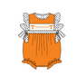 ( Moq 5 ) Baby Girls Kids Short Sleeves Bows Team Orange Bubble Romper