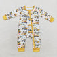 Baby Boy Long Sleeves Digger Christmas Tree Bamboo Romper