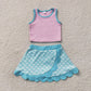 Baby Girls Kids Pink Shirt Scallop Green Skirt Shorts Yoga Active Set Clothes