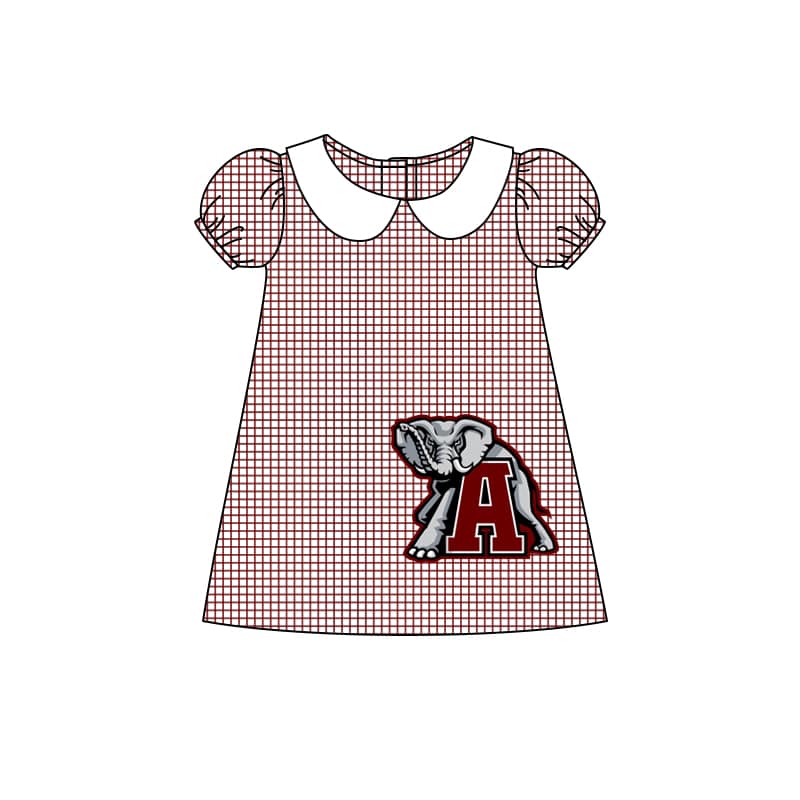 Baby Girl Team Elephant Checkered Dress