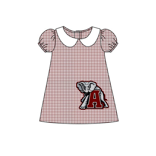 Baby Girl Team Elephant Checkered Dress