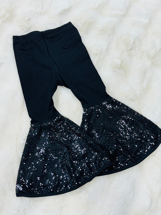 Moq 5 Baby Girl Black Sequins Bell Pants