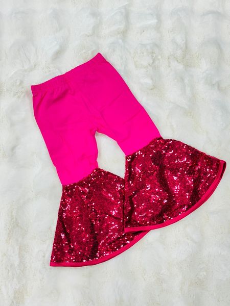 Moq 5 Baby Girl Pink Sequins Bell Pants