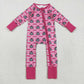 Baby Girl Long Sleeves Pumpkins Candy Corn Zipper Halloween Pink Romper RTS