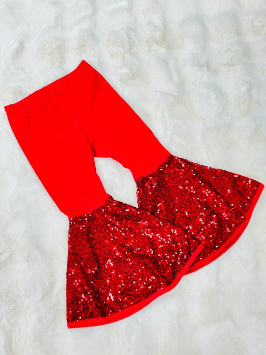 Moq 5 Baby Girl Red Sequins Bell Pants