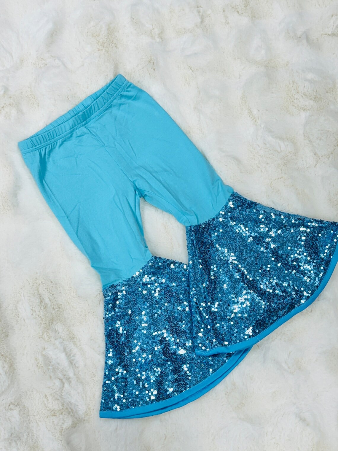 Moq 5 Baby Girl Blue Sequins Bell Pants