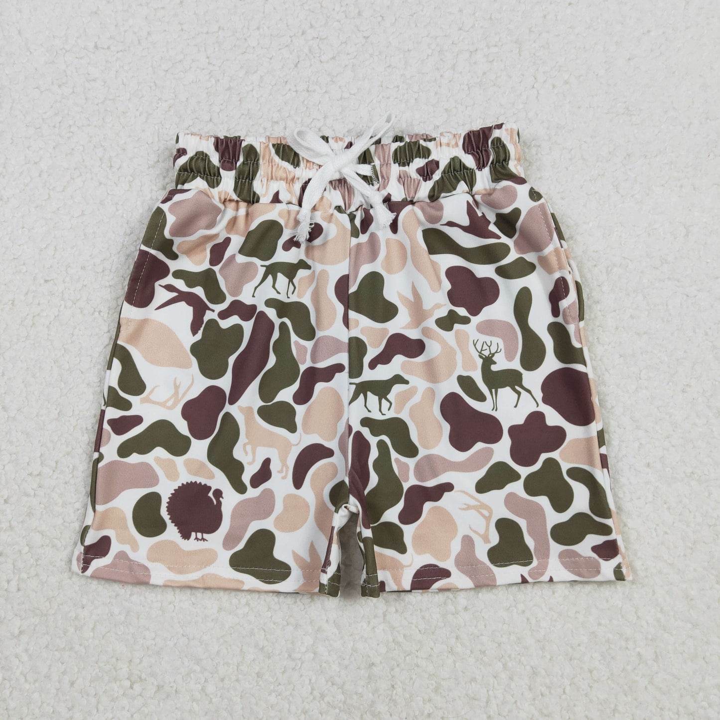 Baby Boys Kids Ducks Dogs Deer turkey Camo Southern Pockets Shorts Bottom RTS