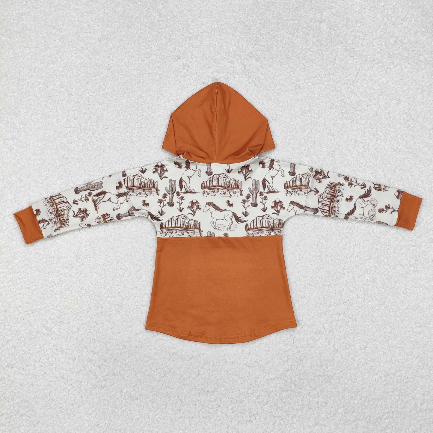 Baby Boy Long Sleeves Western Horse Cactus Hoodie Shirt