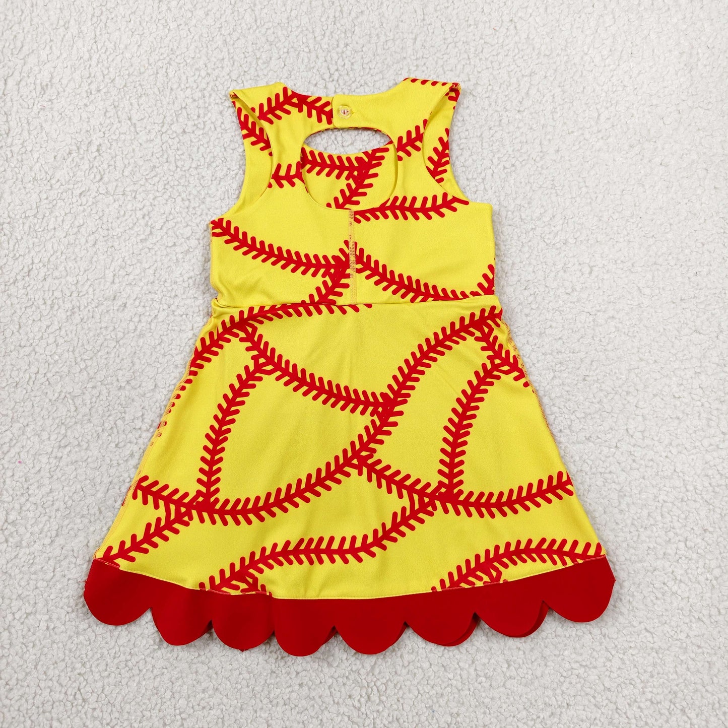 Baby Girls Kids Sleeveless Softball Red Bows Shorts Knee Length Dress RTS