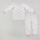 Baby Girl Toddler Long Sleeves Pink Bows Shirt Pants Pajamas Clothes Bamboo Set