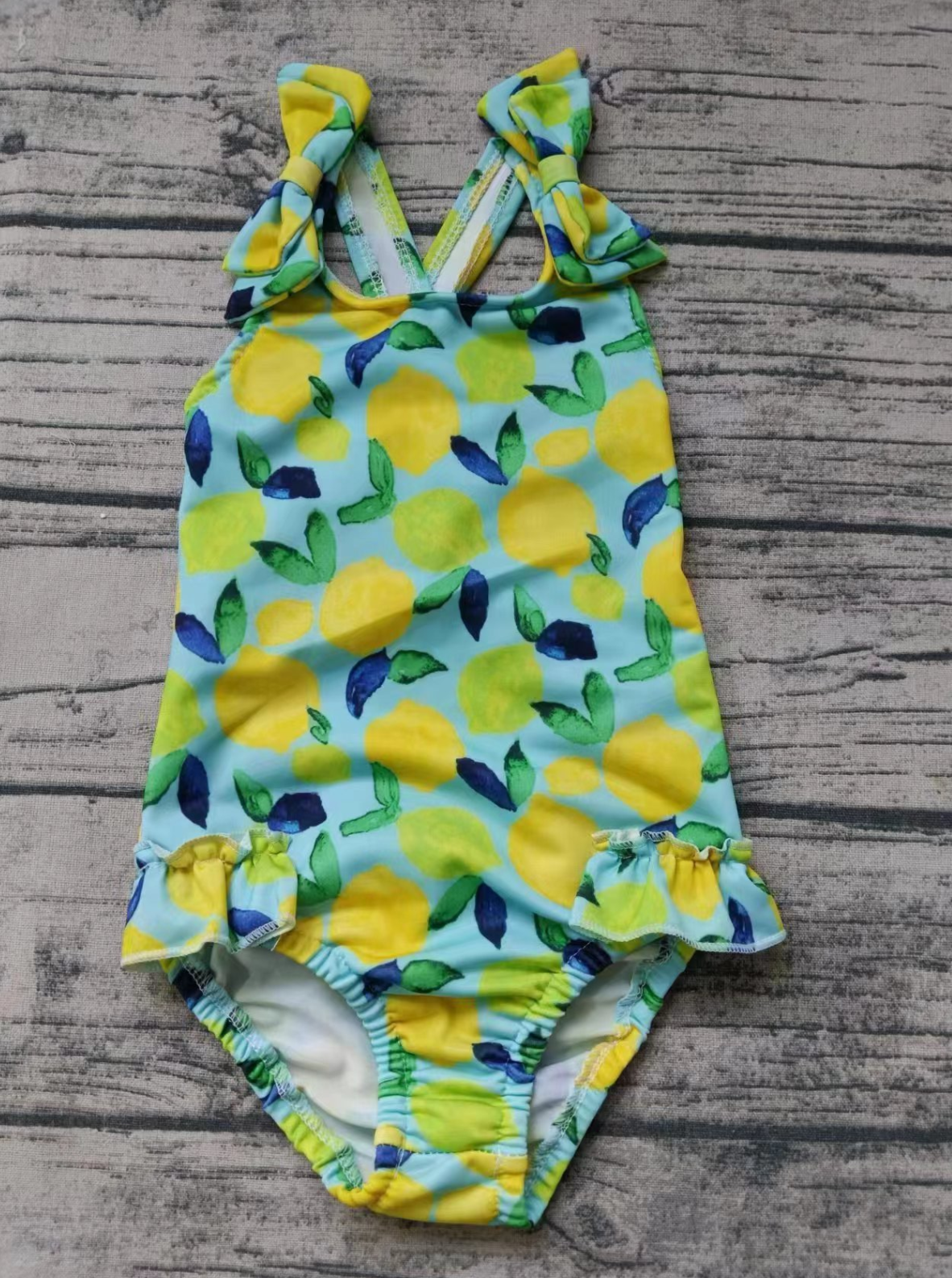 Baby Girl Sleeveless Lemon One Piece Swimsuit