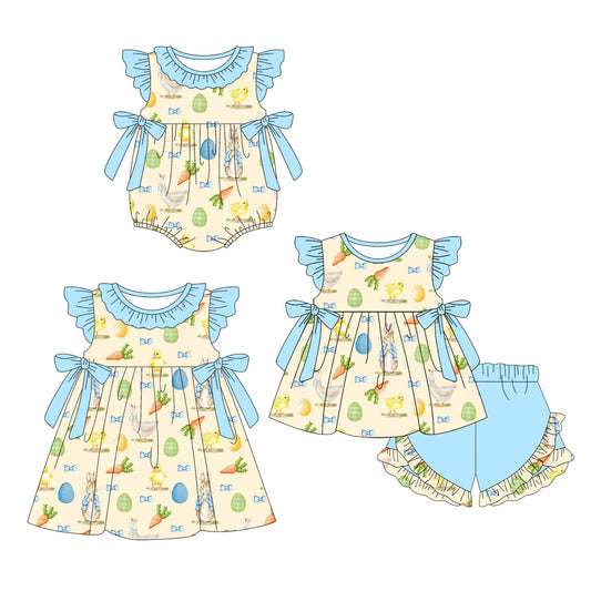 Baby Girl Easter Rabbits Eggs Sibling Romper Dress Set ( Moq 5 Each Style ) 1.14