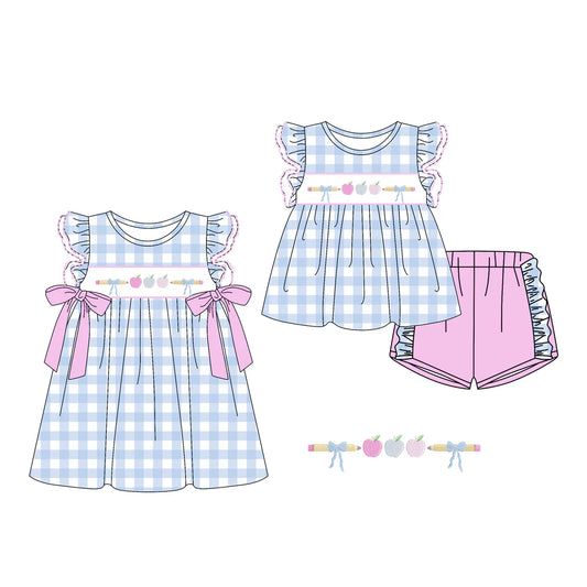 ( Moq 5 Each Style ) Sibling Baby Girls Kids Pencil Bows Back to School Dress Set