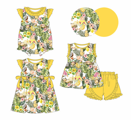 Baby Girl fruits Yellow Sibling Romper Dress Set ( Moq 5 Each Style ) 1.23